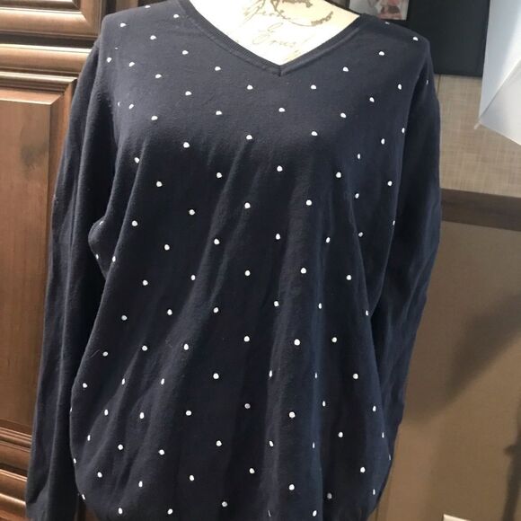 Tommy Hilfiger Blue Sweater Top with White Dots XXL - Picture 2 of 12